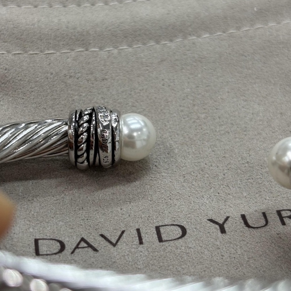 David Yurman Silver Bracelet with Pearls 7mm - Picture 2 of 5
